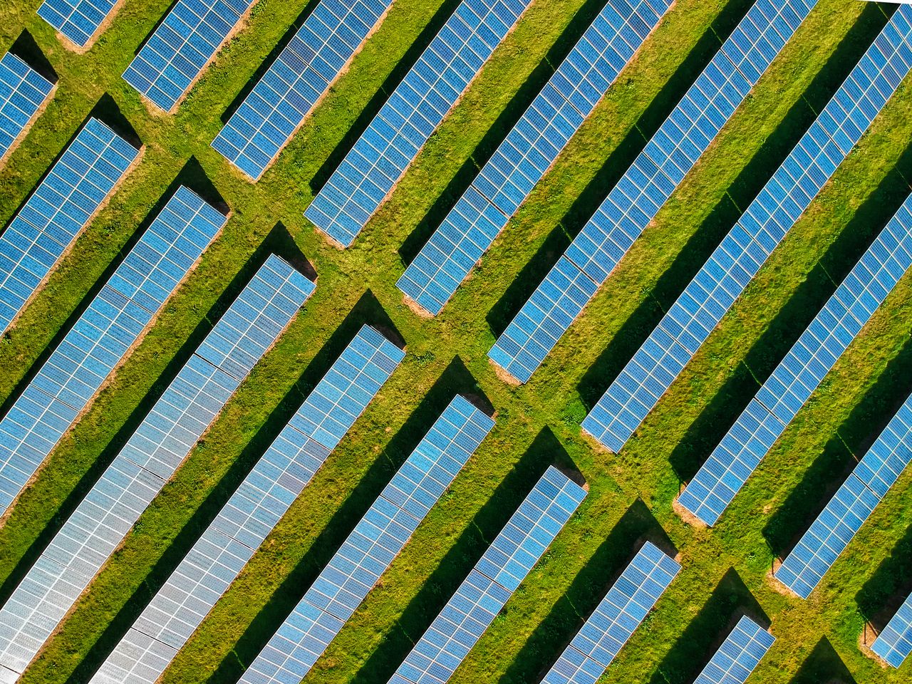 Crafting Captivating Headlines: Your awesome post title goes here High-angle aerial shot of solar panels in a lush green field, located in Rockbeare, UK.